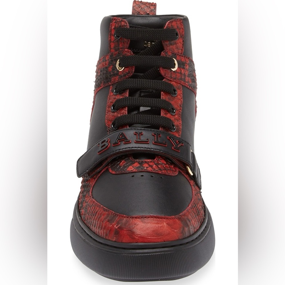 Bally Men's Black and Red Leather Sneakers
